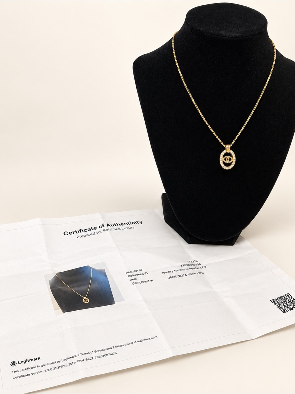 Authentic Vintage Christian Dior CD Crystal Pendant Necklace w/ Certificate